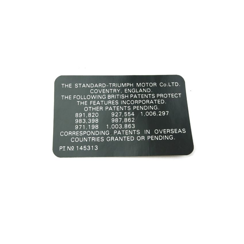 COMMISSION NUMBER PLATE:  TR6 CF 50001-58328