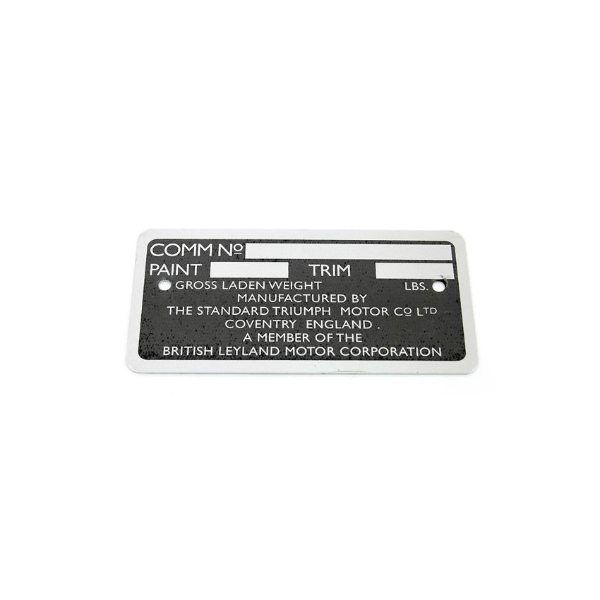 CHASSIS PLATE:  SPITFIRE MKI-MKV