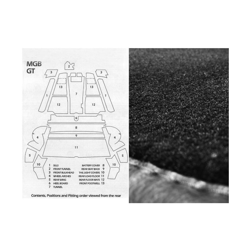 CARPET SET (BLACK):  MGB GT 4 SYNC 68-80