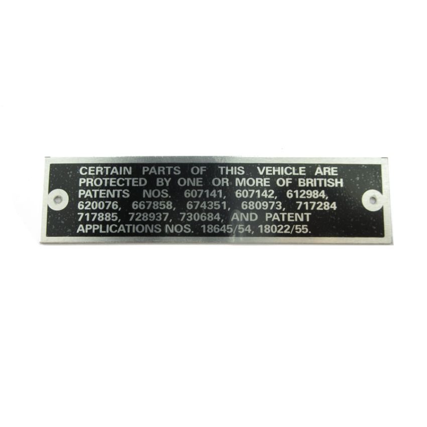 WESLAKE PATENT PLATE:  MGA