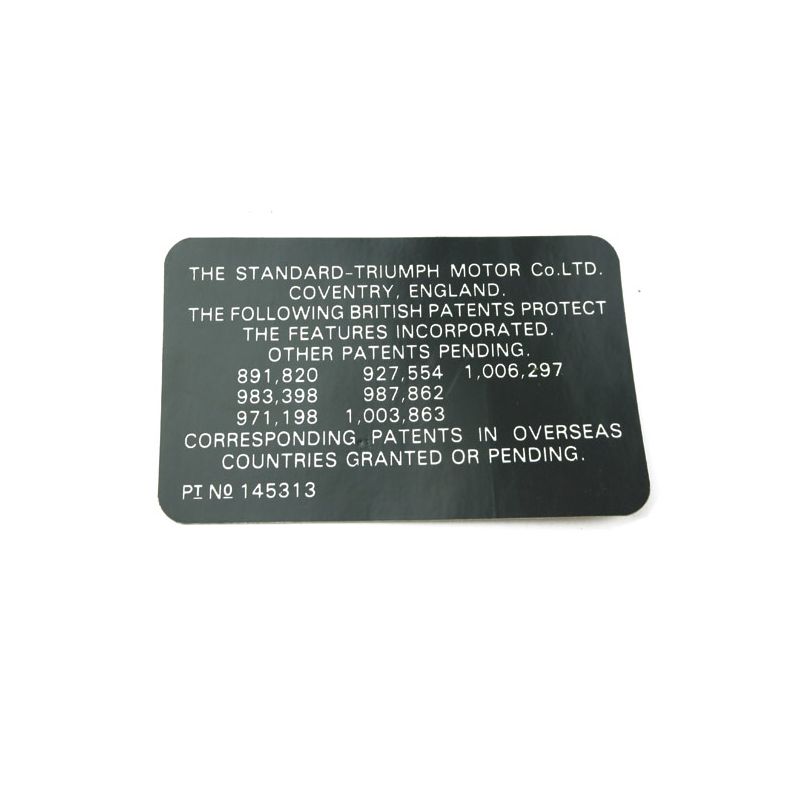 COMMISSION NUMBER PLATE:  TR6 CF 50001-58328