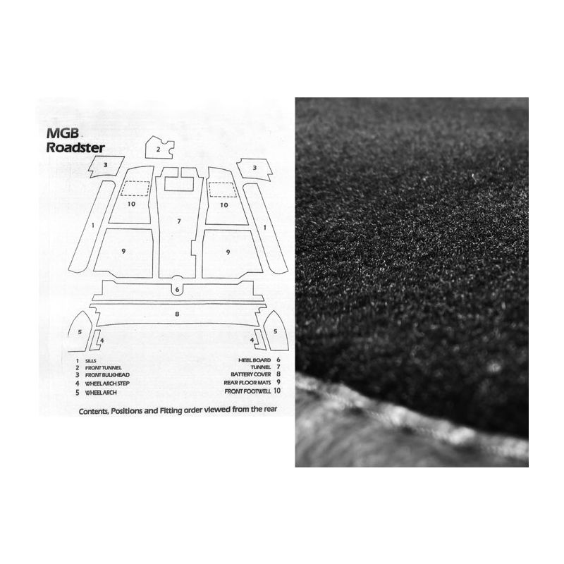 CARPET SET BLACK:  MGB ROADSTER 68-80