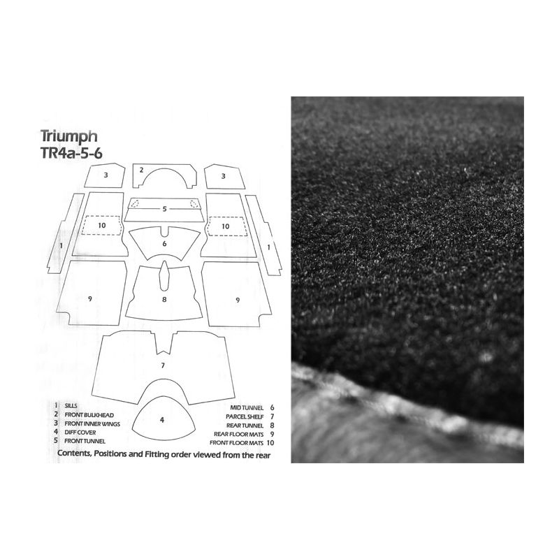 CARPET SET (BLACK):  TR4A, TR5, TR250, TR6
