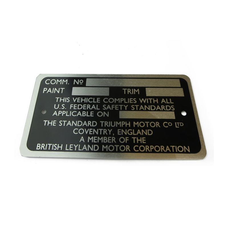 COMMISSION NUMBER PLATE:  TR6 1969