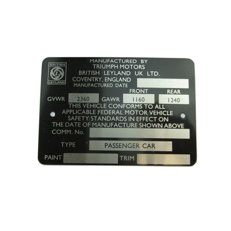 COMMISSION NUMBER PLATE:  SPITFIRE 1500