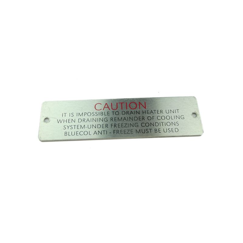 HEATER WARNING PLATE:  VARIOUS