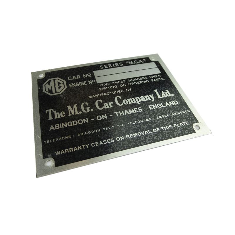 ENGINE CHASSIS PLATE:  MGA 55-56