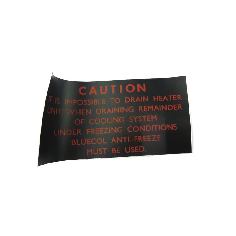 LABEL CAUTION HEATER SMITHS:  MGB