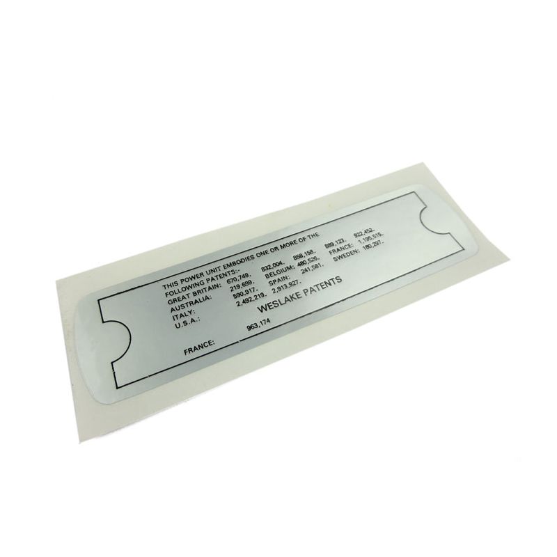 ROCKER COVER PATENT LABEL/STICKERL:  VARIOUS, MGB, MM