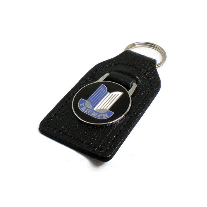 LEATHER KEYFOB BLUE TRIUMPH SHIELD: