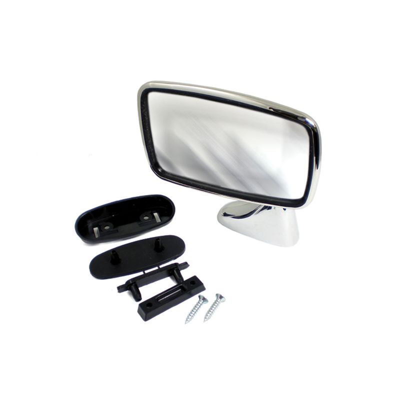 LH DOOR MIRROR S/S FLAT TEX:  MGB, MIDGET, MINI