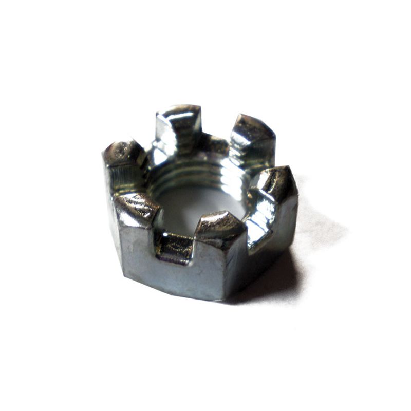 NUT 7/16" UNF SLOT NUT:  MGB >80, MGC, TR2, TR3, TR3A, TR4, TR4A, TR5,