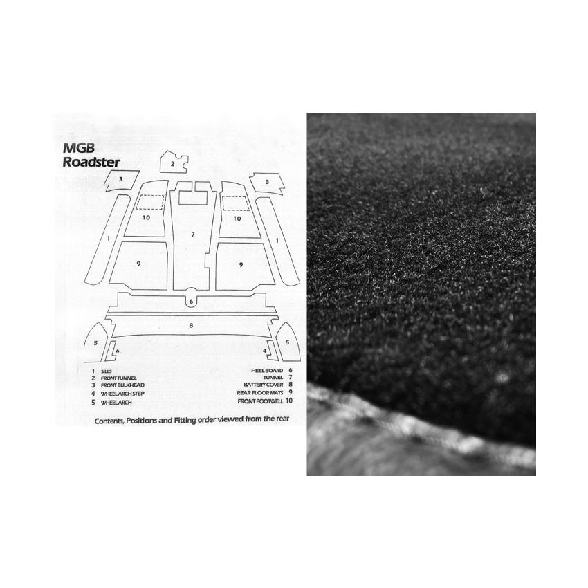 CARPET SET BLACK:  MGB ROADSTER 68-80