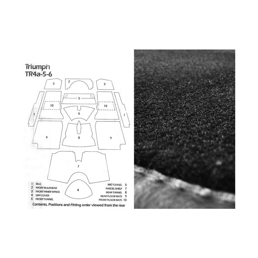 CARPET SET (BLACK):  TR4A, TR5, TR250, TR6