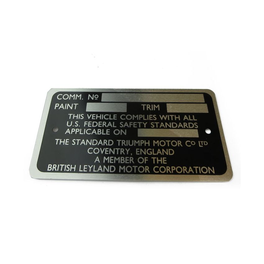 COMMISSION NUMBER PLATE:  TR6 1969