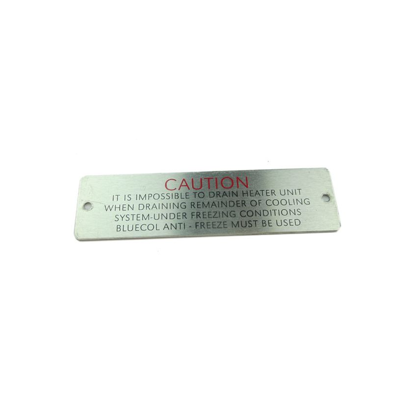 HEATER WARNING PLATE:  VARIOUS