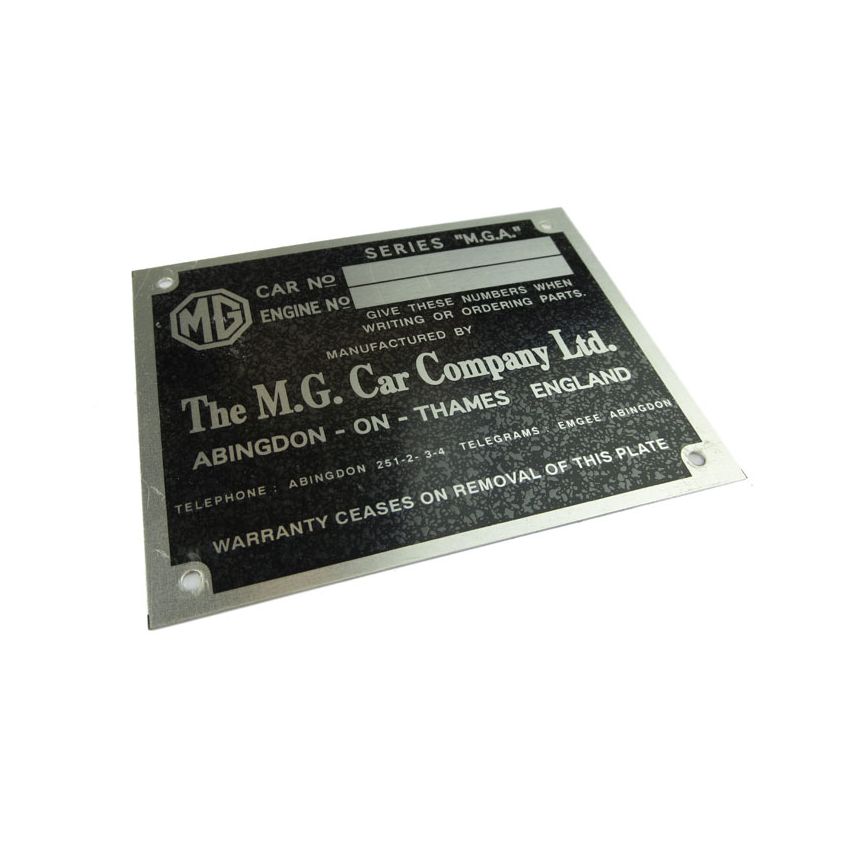 ENGINE CHASSIS PLATE:  MGA 55-56