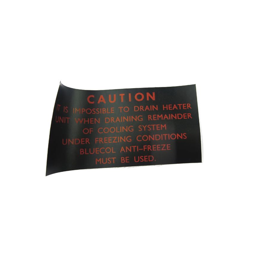 LABEL CAUTION HEATER SMITHS:  MGB