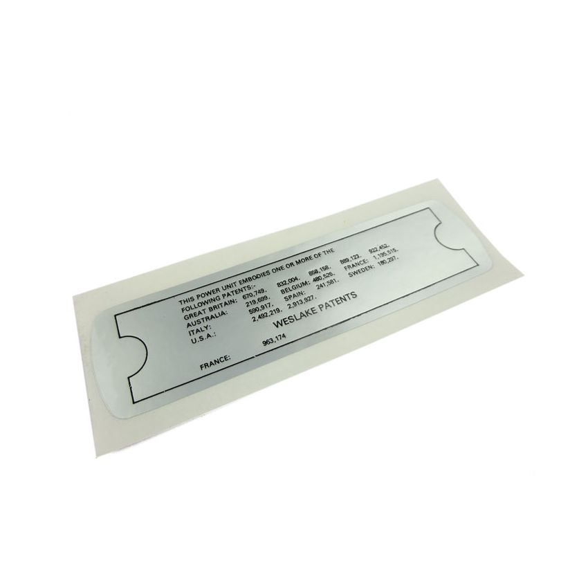 ROCKER COVER PATENT LABEL/STICKERL:  VARIOUS, MGB, MM