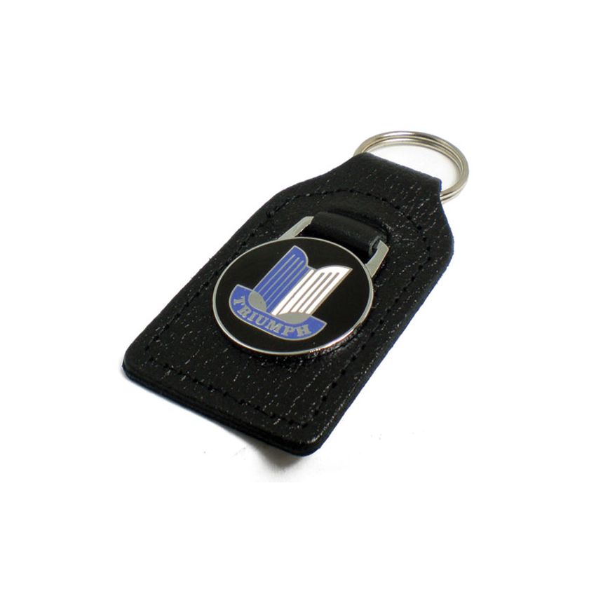 LEATHER KEYFOB BLUE TRIUMPH SHIELD: