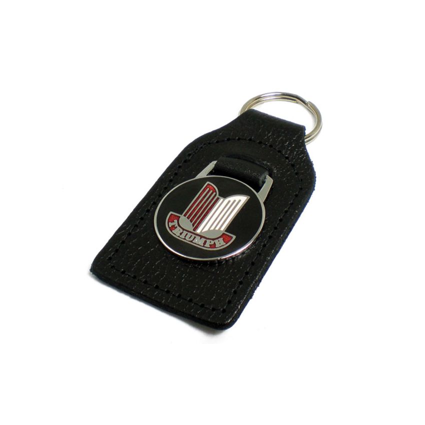 LEATHER KEYFOB RED TRIUMPH SHIELD: