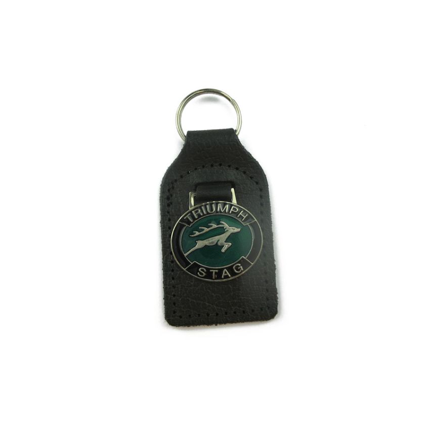 LEATHER KEYFOB GREEN/BLACK:  STAG