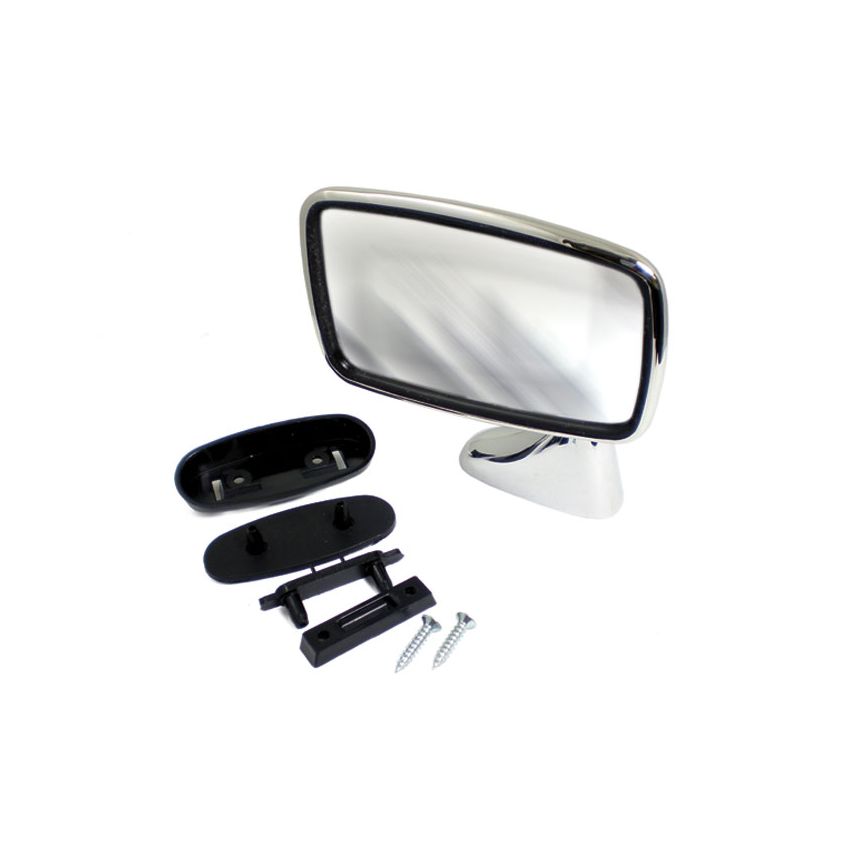 LH DOOR MIRROR S/S FLAT TEX:  MGB, MIDGET, MINI