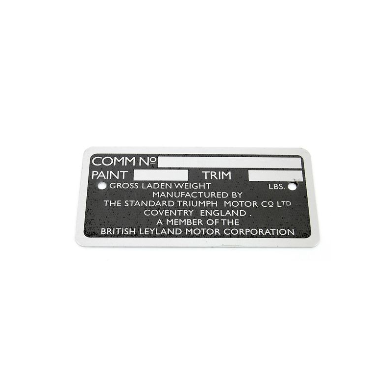 CHASSIS PLATE:  SPITFIRE MKI-MKV