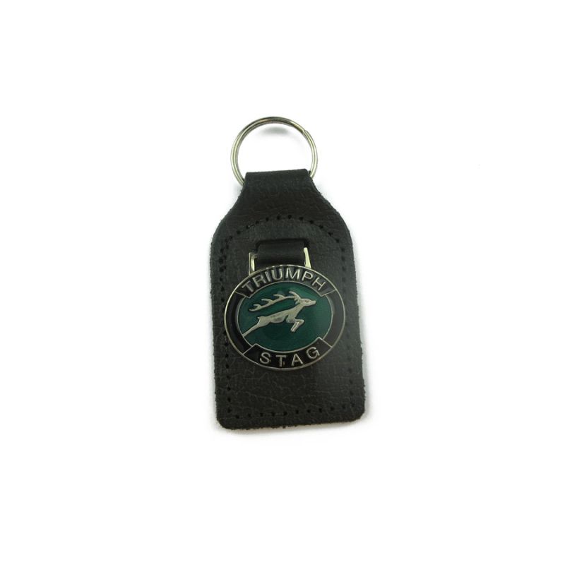 LEATHER KEYFOB GREEN/BLACK:  STAG